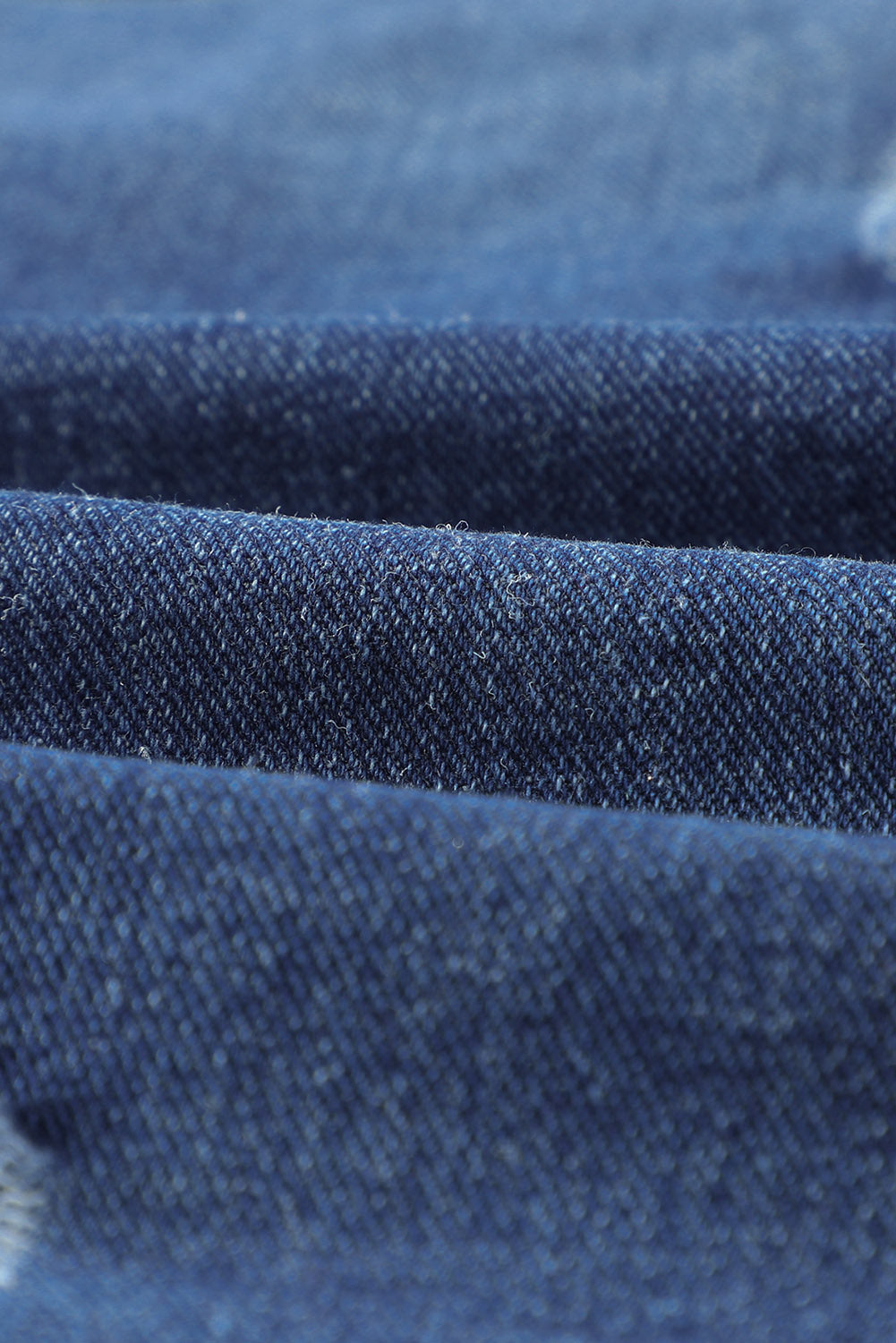 Blue Lapel Distressed Raw Hem Buttons Denim Jacket Denim Jackets JT's Designer Fashion