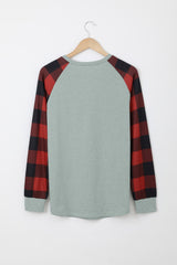 Gray Buffalo Plaid Long Sleeve Sweatshirt Sweatshirts & Hoodies JT's Designer Fashion