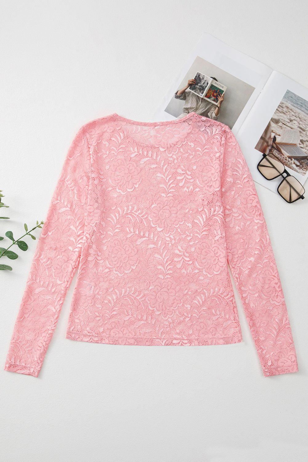 Blossom Floral Lace Sheer Long Sleeve Top Long Sleeve Tops JT's Designer Fashion