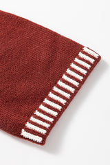 Red Dahlia Color Contrast Trim Drop Shoulder Crew Neck Sweater Sweaters JT's Designer Fashion