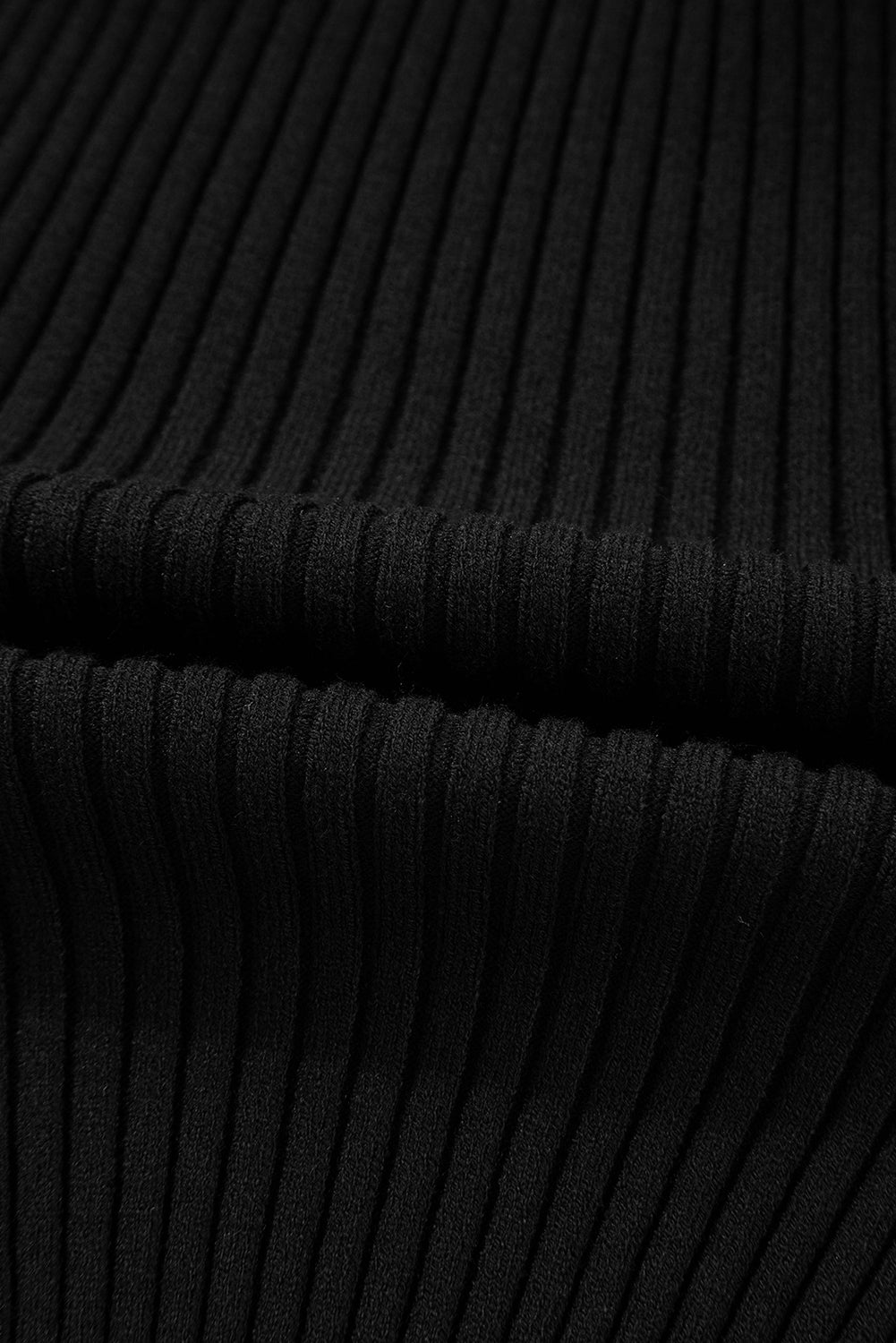 Black Ribbed Knit Cold Shoulder Choker Neck Sweater Sweaters JT's Designer Fashion