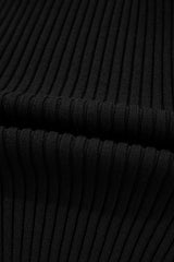 Black Ribbed Knit Cold Shoulder Choker Neck Sweater Sweaters JT's Designer Fashion