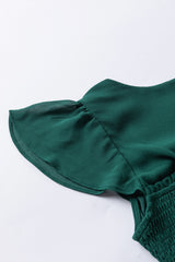 Sea Green Shirred Open Back Sweetheart Neck Ruffled Midi Dress Midi Dresses JT's Designer Fashion