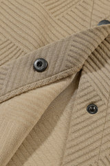 Khaki Solid Textured Flap Pocket Buttoned Shacket Jackets JT's Designer Fashion