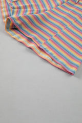 Pink Stripe Crew Neck Tee and Tasseled Drawstring Shorts Set Short Sets JT's Designer Fashion