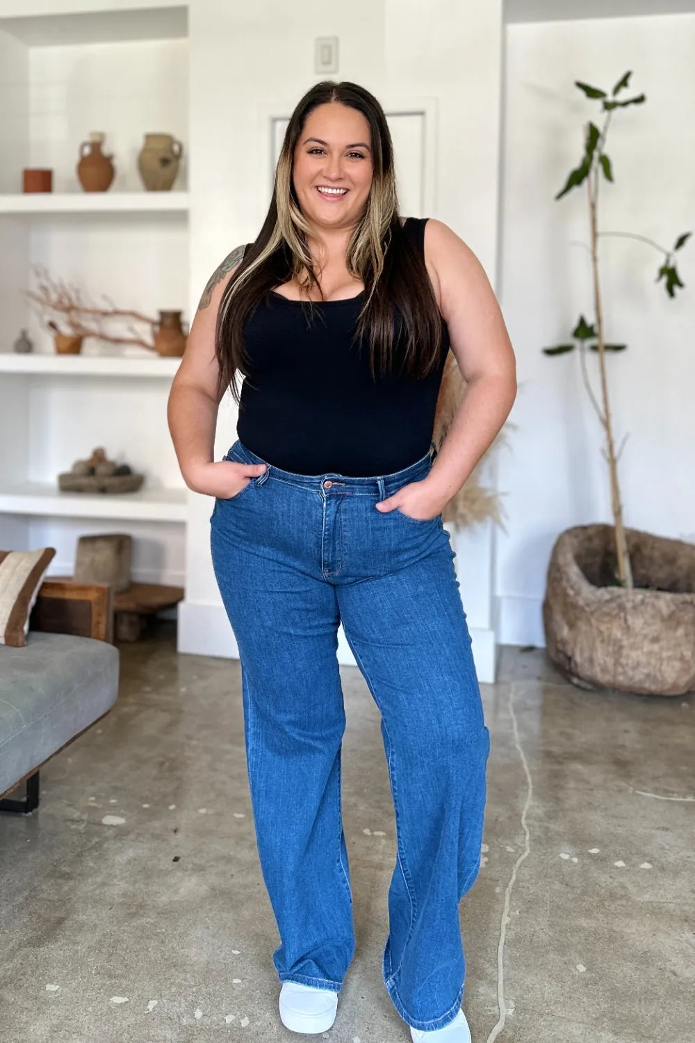 Judy Blue Full Size High Rise Straight Jeans Jeans JT's Designer Fashion