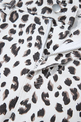 White Leopard Frayed Hem Denim Shorts Bottoms JT's Designer Fashion