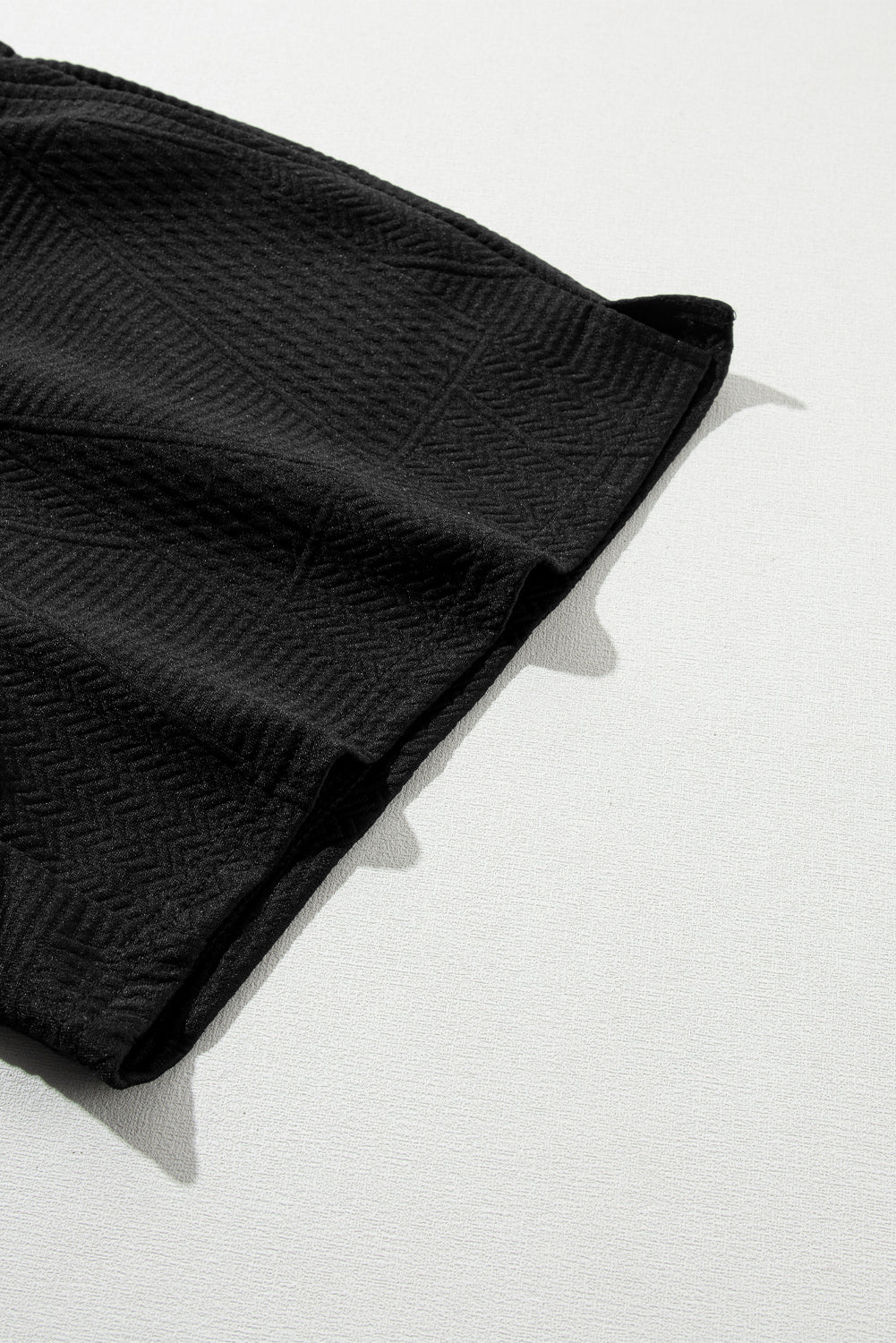 Black Textured Ruffle Split Top and Drawstring Shorts Short Sets JT's Designer Fashion