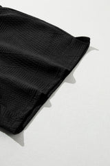 Black Textured Ruffle Split Top and Drawstring Shorts Short Sets JT's Designer Fashion