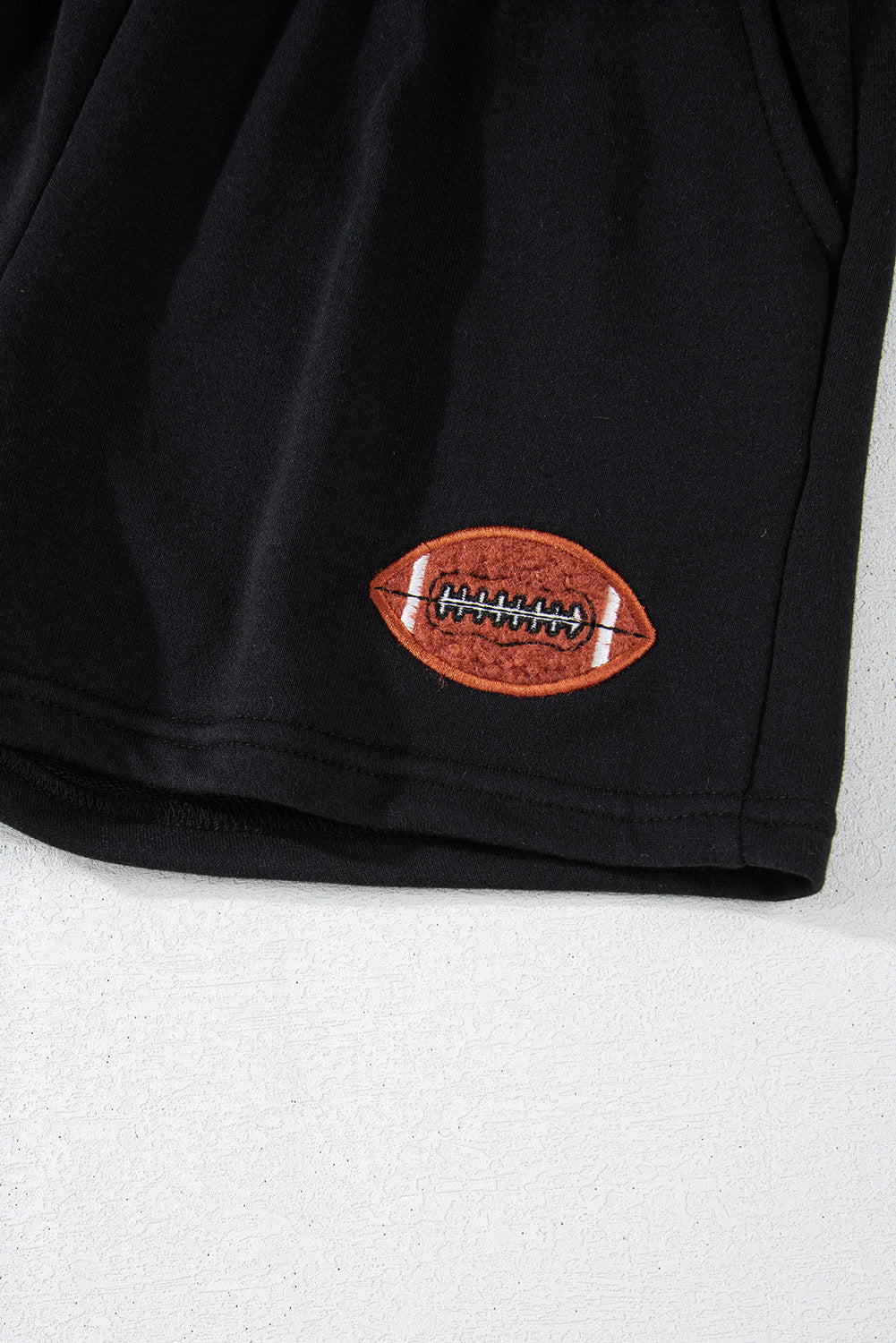 Black GAME DAY Rugby Football Graphic Pullover and Shorts Casual Outfit Short Sets JT's Designer Fashion