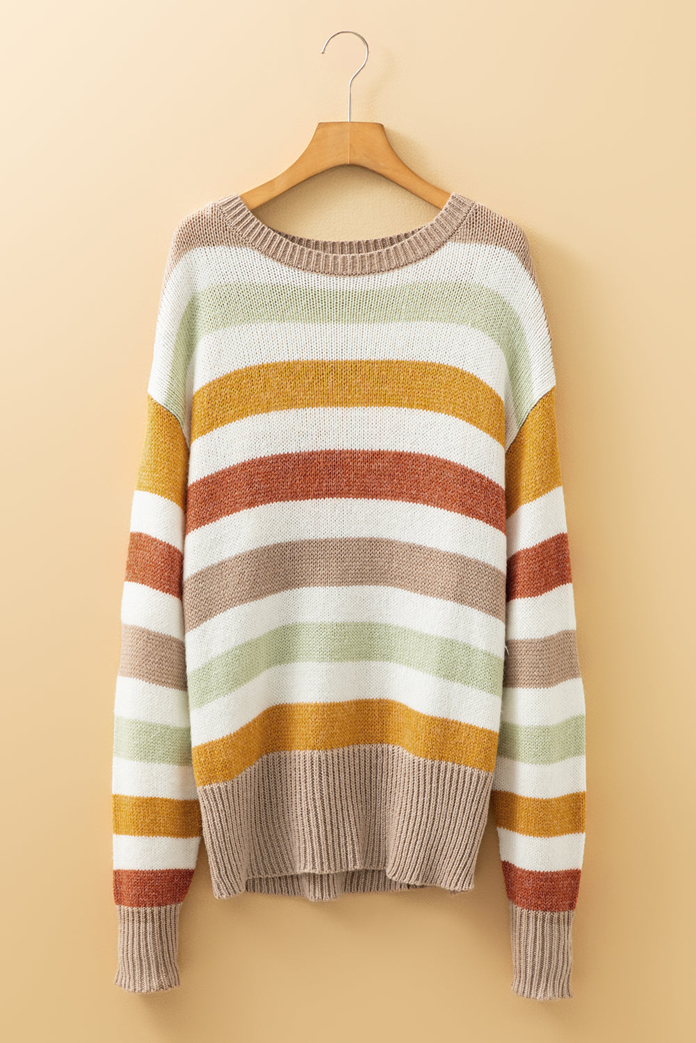 Multicolour Stripe Drop Shoulder Crew Neck Sweater Sweaters JT's Designer Fashion