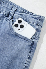 Dusk Blue Foiled Star Patchwork Straight Leg Loose Jeans Jeans JT's Designer Fashion