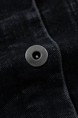 Black Plaid Sleeve Frayed Hem Hooded Denim Jacket Denim Jackets JT's Designer Fashion