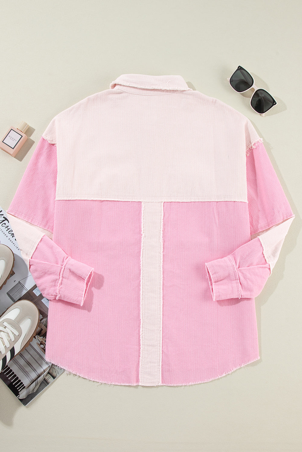Delicacy Two-tone Color Exposed Seam Corduroy Shacket Jackets JT's Designer Fashion