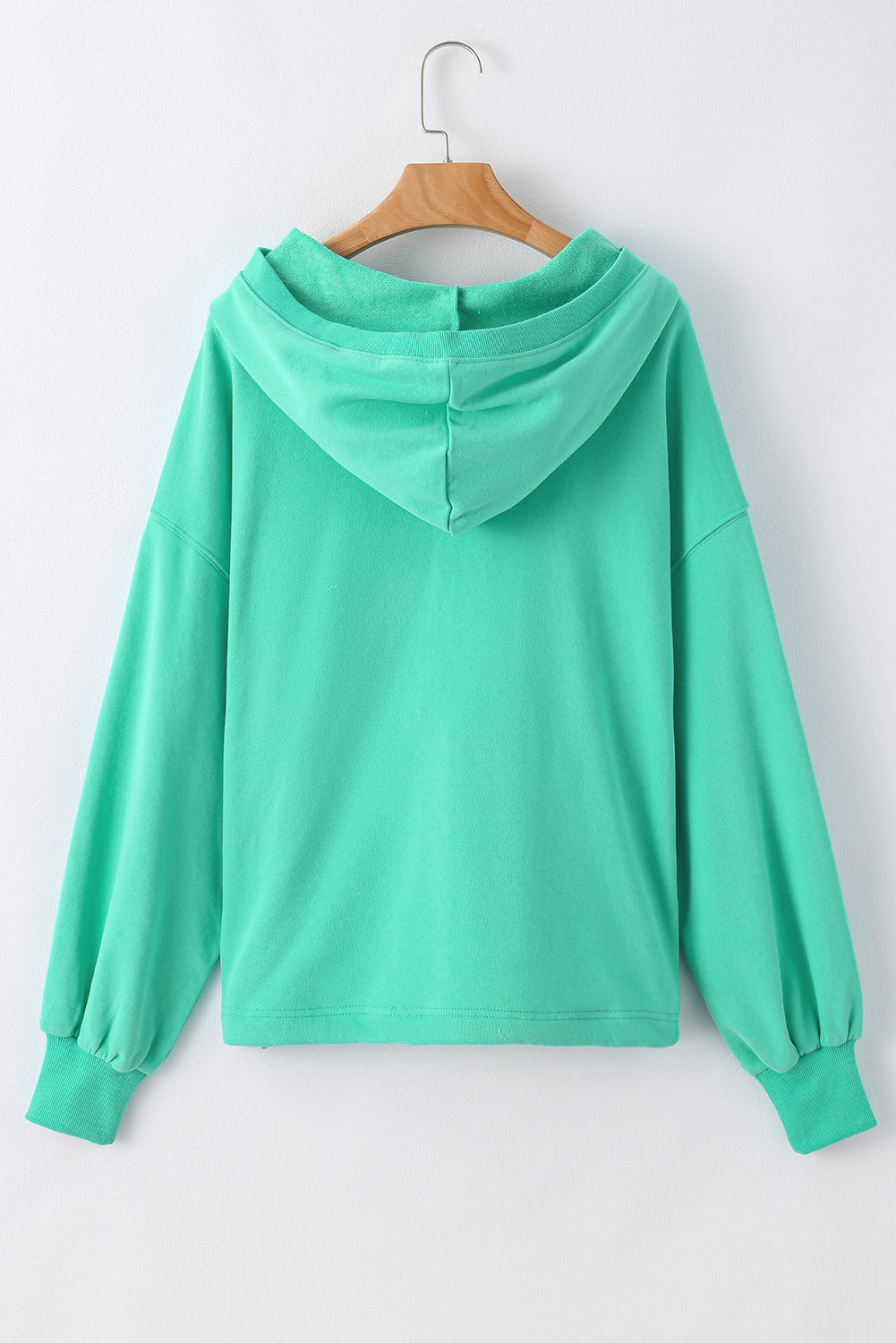 Aruba Blue Solid Kangaroo Pocket Half Zipper Oversized Hoodie Sweatshirts & Hoodies JT's Designer Fashion