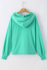 Aruba Blue Solid Kangaroo Pocket Half Zipper Oversized Hoodie Sweatshirts & Hoodies JT's Designer Fashion