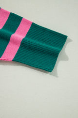 Green Collared Quarter Zipper Oversized Sweater Sweaters JT's Designer Fashion