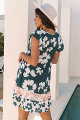Floral Print Ruffle Sleeve Empire Waist Mini Dress Mini Dresses JT's Designer Fashion