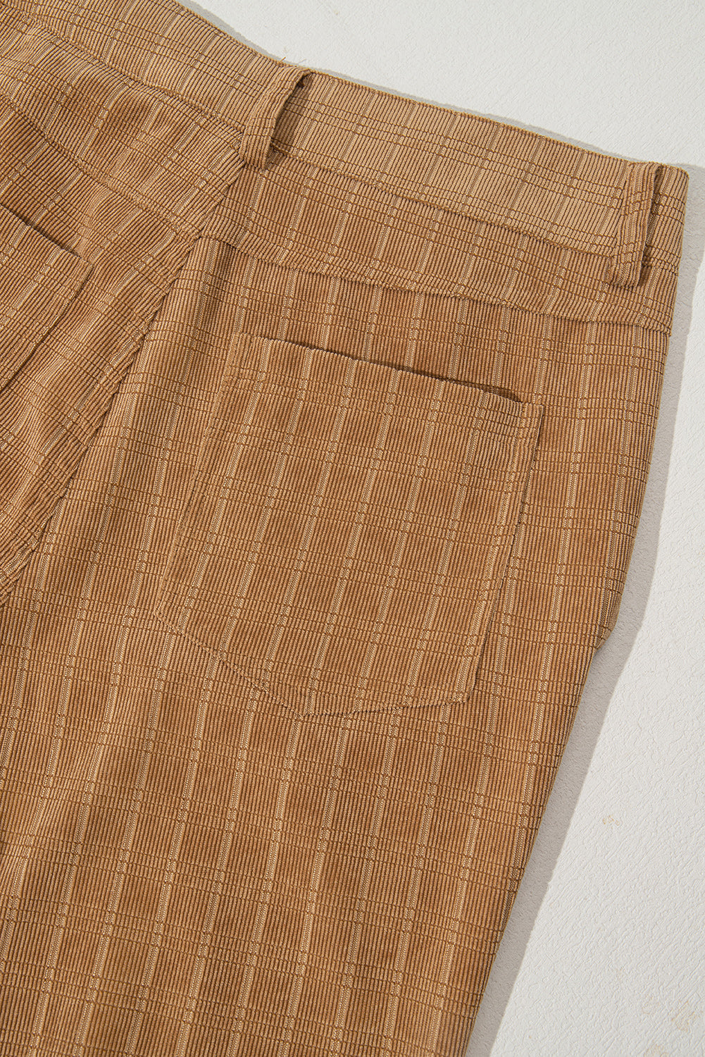 Grapefruit Orange Checkered Corduroy Flare High Waist Pants Pants & Culotte JT's Designer Fashion