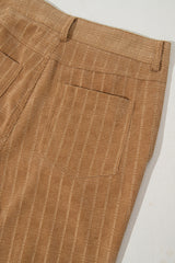 Grapefruit Orange Checkered Corduroy Flare High Waist Pants Pants & Culotte JT's Designer Fashion