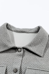 Gray Solid Textured Flap Pocket Buttoned Shacket Jackets JT's Designer Fashion