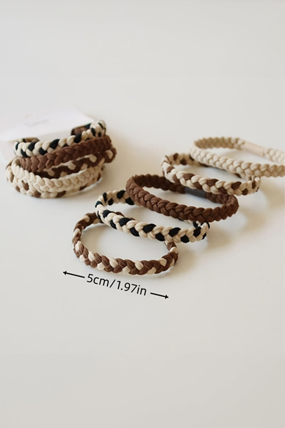Khaki 5pcs Smile Face Decor Braided Hair Ties Headwear JT's Designer Fashion