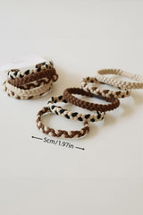Khaki 5pcs Smile Face Decor Braided Hair Ties Headwear JT's Designer Fashion