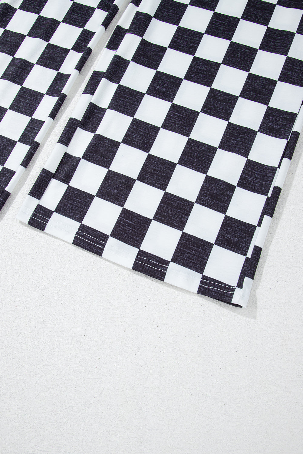 Black 2-Tone Checked Print High Waist Wide Leg Pants Pants & Culotte JT's Designer Fashion