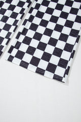 Black 2-Tone Checked Print High Waist Wide Leg Pants Pants & Culotte JT's Designer Fashion