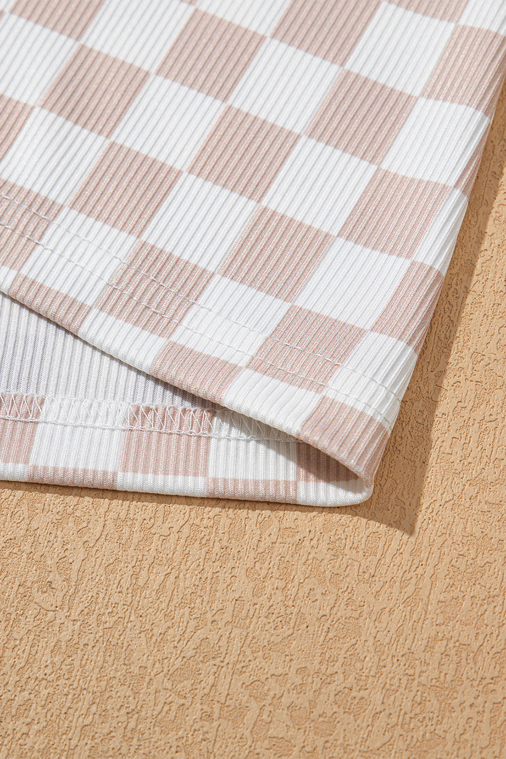 White Ribbed Texture Checkered Print 2pcs Tank and Pants Set Pant Sets JT's Designer Fashion