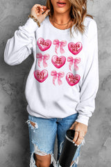 White Valentine Candy Heart & Bow Graphic Sweatshirt Graphic Sweatshirts JT's Designer Fashion
