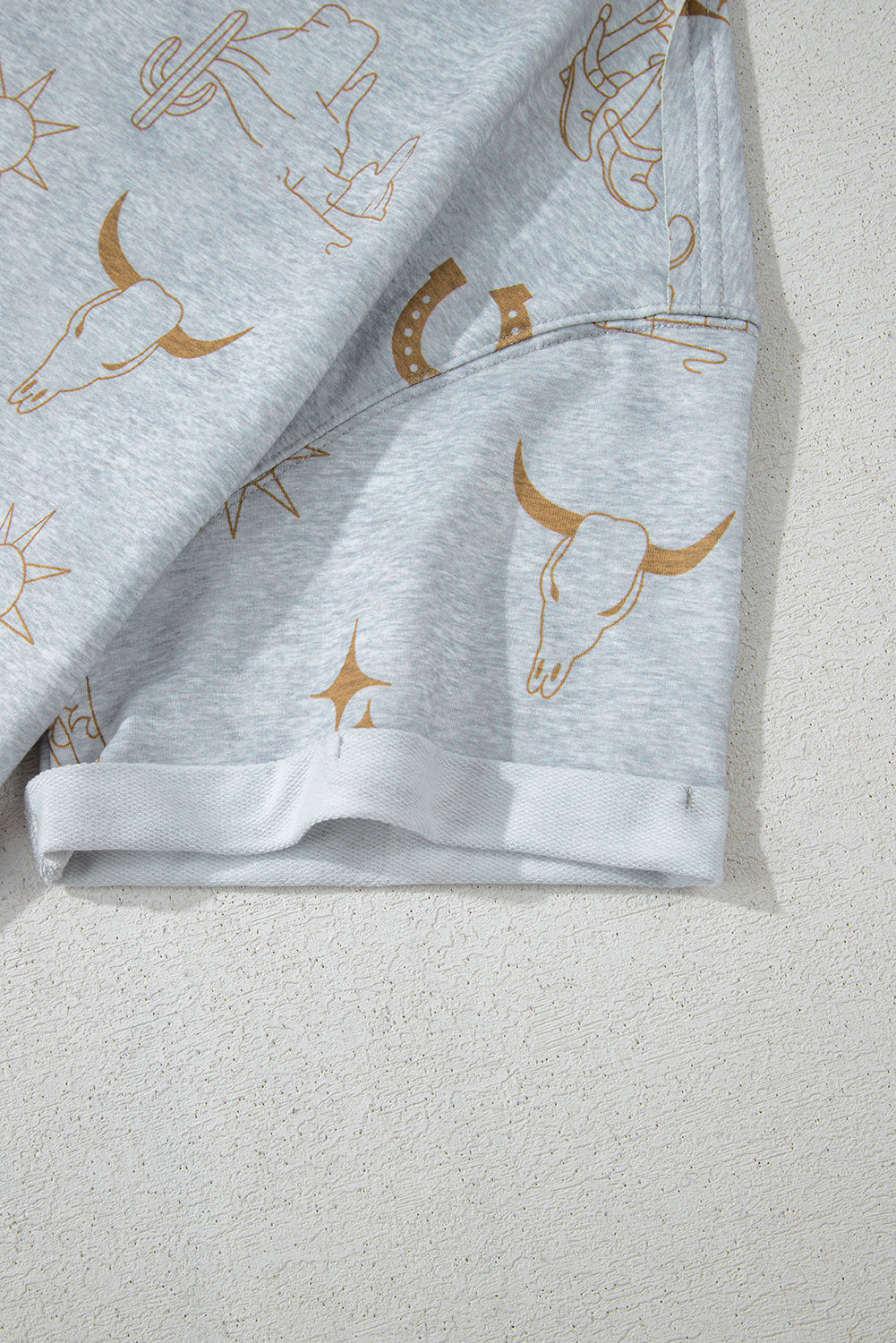 Gray Western Fashion Printed T Shirt Elastic Waist Shorts Set Short Sets JT's Designer Fashion