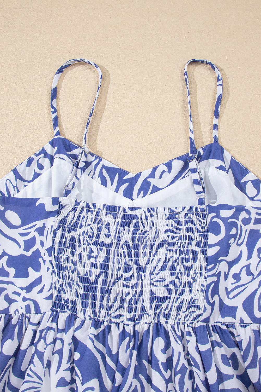 Sky Blue Floral Print Spaghetti Strap High Waist Maxi Dress Floral Dresses JT's Designer Fashion