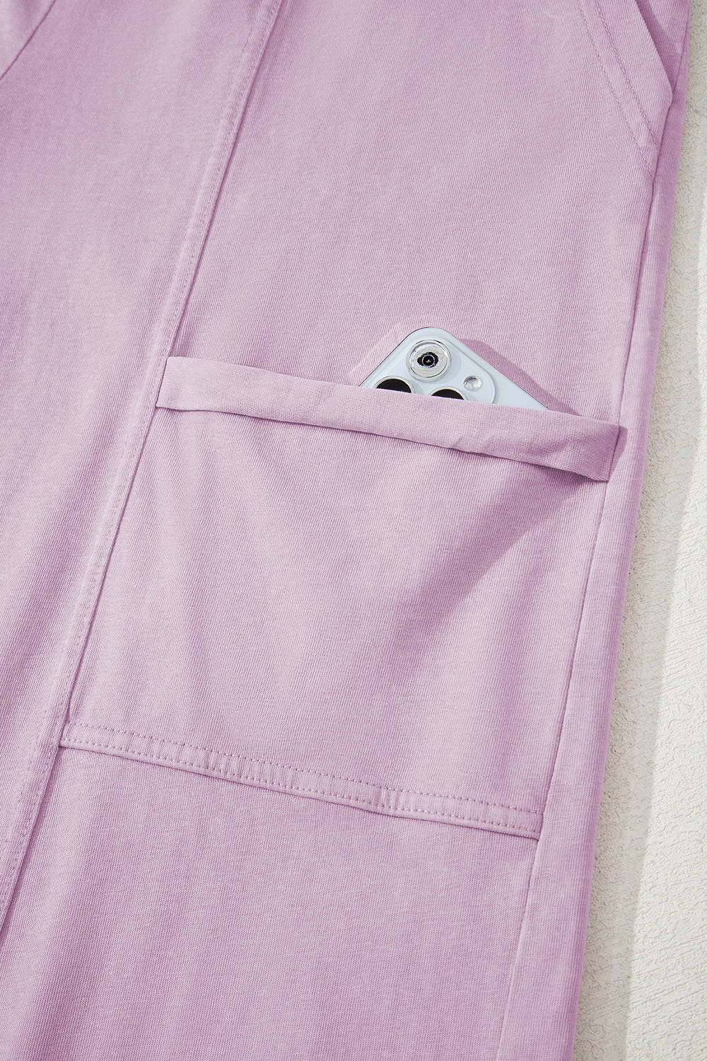 Pink Mineral Wash Exposed Seam Drawstring High Waist Wide Leg Cargo Pants Casual Shorts JT's Designer Fashion