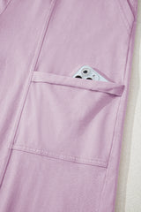 Pink Mineral Wash Exposed Seam Drawstring High Waist Wide Leg Cargo Pants Casual Shorts JT's Designer Fashion