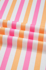 Pink Stripe Drop Shoulder Half Sleeve Loose Tee and Shorts Casual Set Short Sets JT's Designer Fashion