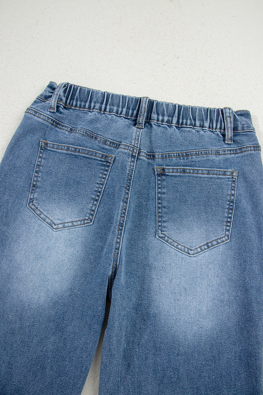 Stone Blue Star Patchwork Cropped Wide Leg High Waist Jeans Jeans JT's Designer Fashion