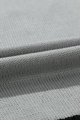 Gray V Neck Contrast Stripes Trims Short Sleeve Sweater Sweaters & Cardigans JT's Designer Fashion