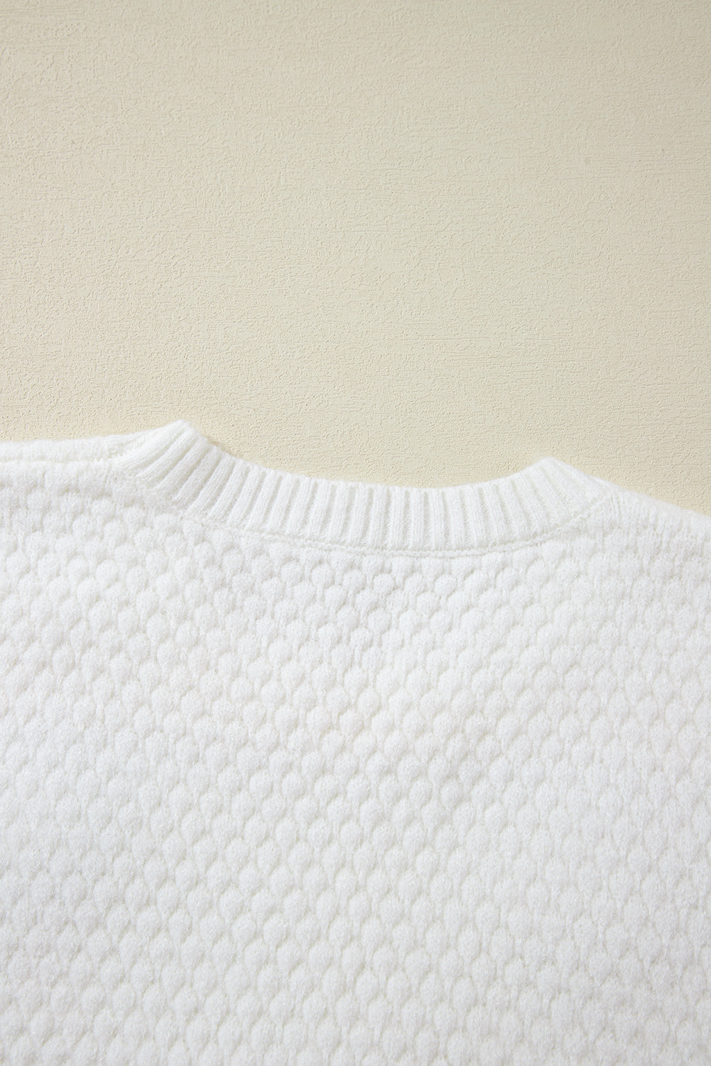 White Colorful Flower Applique Textured Knit Sweater Sweaters JT's Designer Fashion