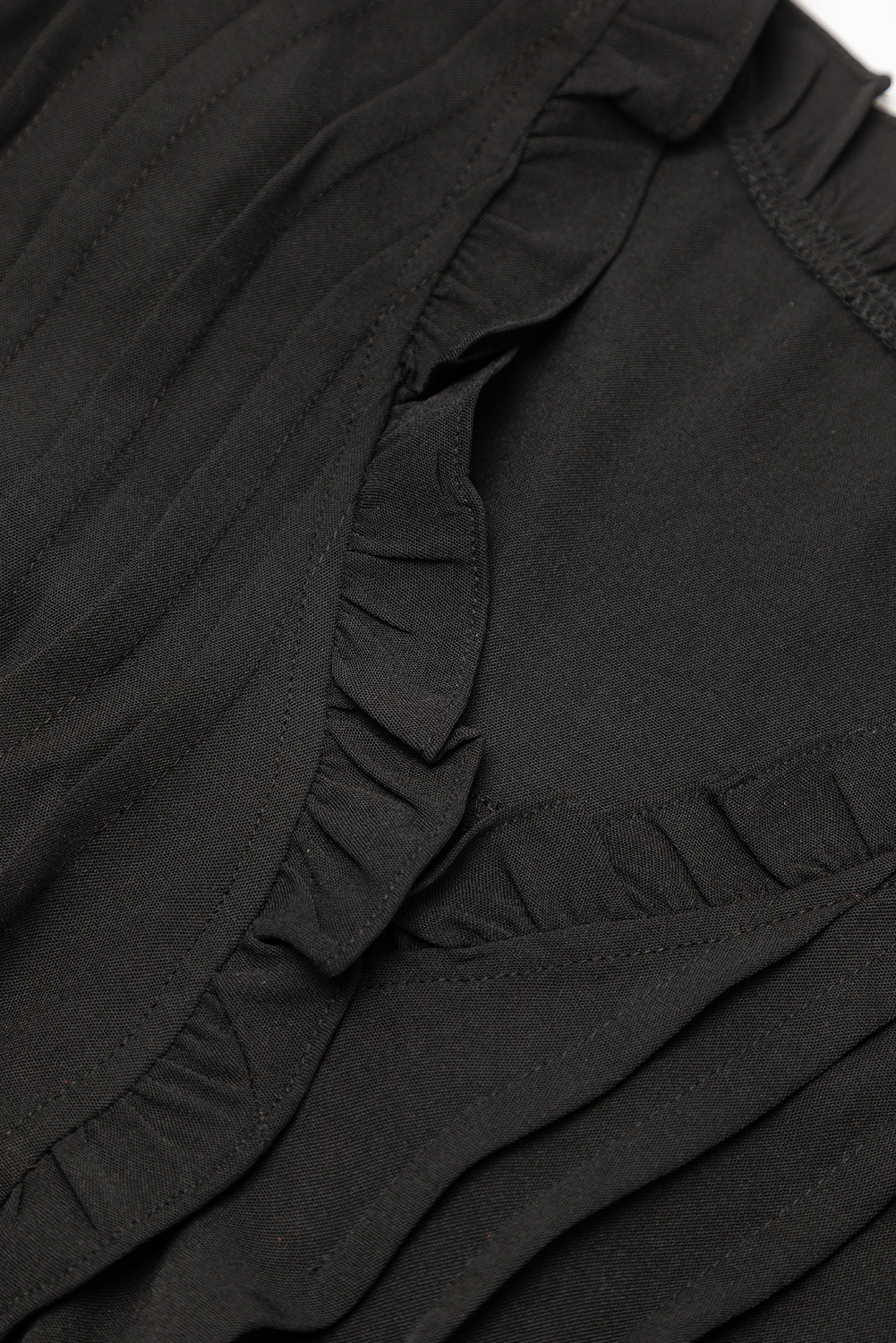 Black Ruffle Sleeve V Neck Frilled Shift Dress Mini Dresses JT's Designer Fashion