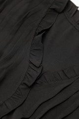 Black Ruffle Sleeve V Neck Frilled Shift Dress Mini Dresses JT's Designer Fashion