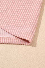 Blossom Corded Knit Crew Neck Puff Sleeve Shift Mini Dress T Shirt Dresses JT's Designer Fashion