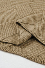Camel Checkered Textured Batwing Sleeve Sweater Sweaters & Cardigans JT's Designer Fashion