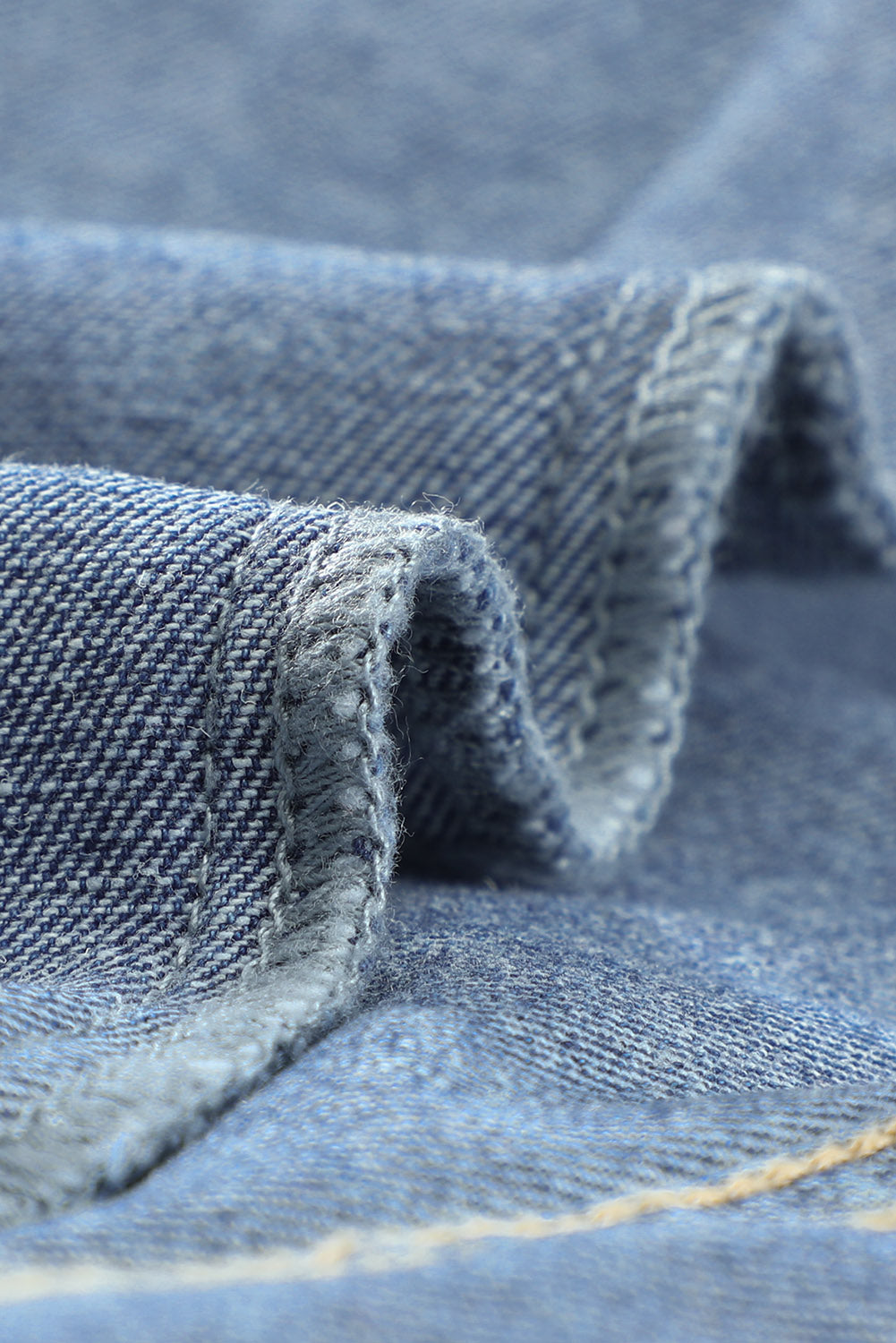 Blue Lapel Distressed Raw Hem Buttons Denim Jacket Denim Jackets JT's Designer Fashion