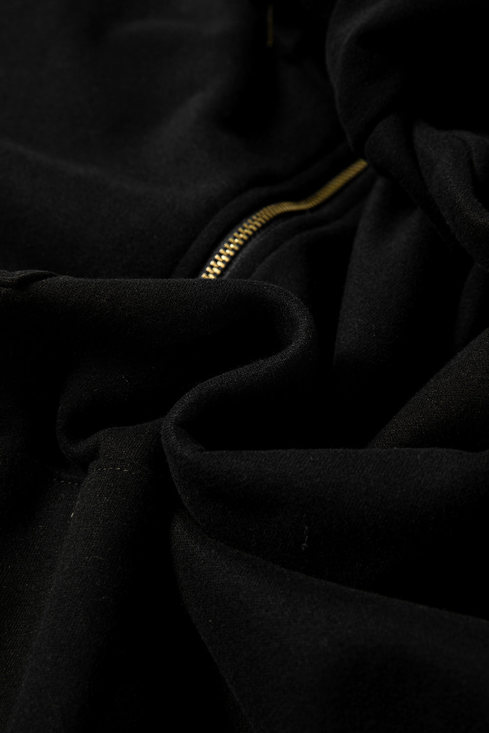 Black Fleece Lined Half Zipper Kangaroo Pockets Loose Hoodie Sweatshirts & Hoodies JT's Designer Fashion