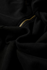 Black Fleece Lined Half Zipper Kangaroo Pockets Loose Hoodie Sweatshirts & Hoodies JT's Designer Fashion