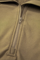 Brown Quarter Zip Stand Neck Kangaroo Pocket Sweatshirt Sweatshirts & Hoodies JT's Designer Fashion
