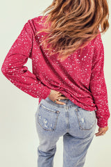 Fiery Red Tie-dyed Crew Neck Pullover Sweatshirt Sweatshirts & Hoodies JT's Designer Fashion