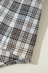 Black Checkered Print Loose Fit Buttoned Hooded Shacket Plaid Shackets JT's Designer Fashion