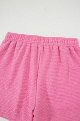 Pink Textured V Neck T Shirt and Shorts Set Short Sets JT's Designer Fashion